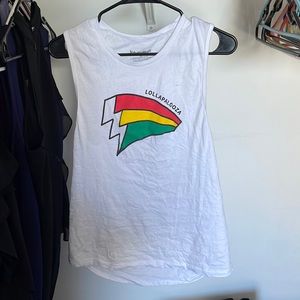 Lollapalooza 2018 white muscle tank like new with artist list on back Sz M